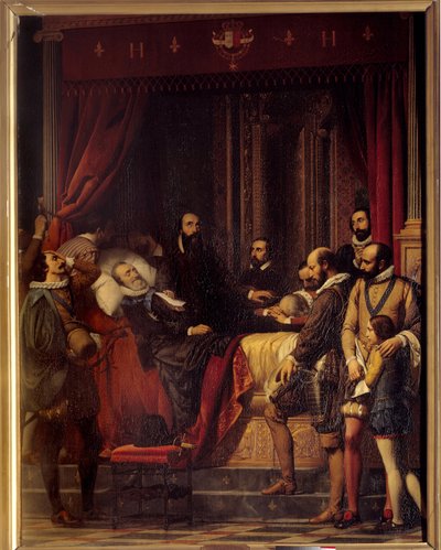 フランス王アンリ4世(1553-1610)の死、遺体はルーヴル美術館に展示される 絵画：アレクサンドル・ヘッセ(1806-1879) 作： Alexandre Jean Baptiste Hesse