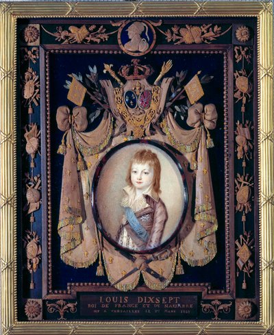 イルカの肖像 ルイ17世（1785年～1795年）。アレクサンダー・クシャルスキ（1741-1819）による象牙の細密画 作： Alexandre Kucharski