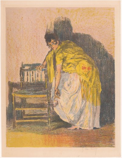 ヒスパニック系の女性が靴を履く 作： Alexandre Lunois (signed by artist)