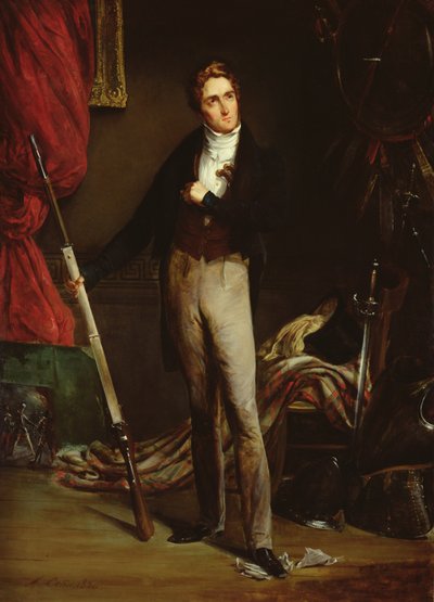 1830年のフランス革命中の若い革命家の肖像（段ボールに油彩） 作： Alexandre Marie Colin