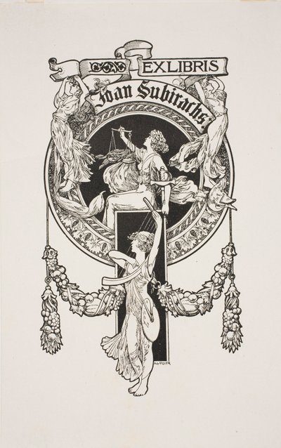 JoanSubirachsの蔵書票 作： Alexandre de Riquer