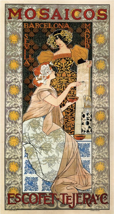 Mosaics Escofet-Tejera広告ポスター、1900 作： Alexandre de Riquer