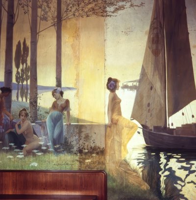 農業、工業、輸出の寓意を表現した壁画 作： Alexandre de Riquer