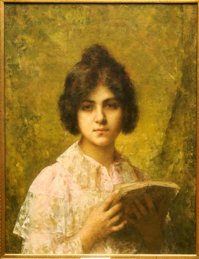 本を持っている若い女性 作： Alexei Alexevich Harlamoff