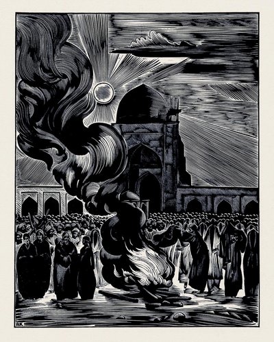 ムスリム女性の解放。 ベールを燃やす、1928 作： Alexei Ilyich Kravchenko