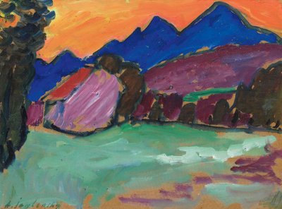 赤い夕べ - 青い山脈、c。 1910年。 作： Alexei Javlensky von