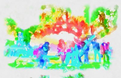 2020年、春の公園（ミクストメディア） 作： Alexei Makhov