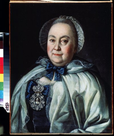 待機中の女性の肖像、マリア・A・ルミャンツェヴァ伯爵夫人 (1698-1788) (待機中の女性、マリア・A・ルミャンツェヴァ伯爵夫人の肖像)。 Alexei Petrovich Antropov (1698-1788) による絵画。 キャンバスに油彩 62.5 x 48 cm 作： Alexei Petrovich Antropov