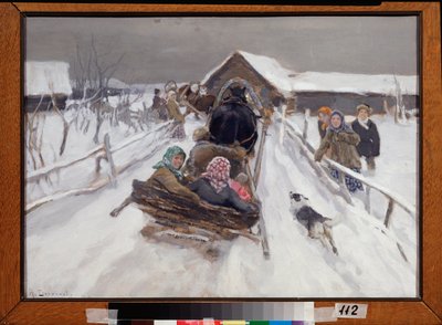 ざんげ節の間の運転 - アレクセイ・ステパノビッチ・ステパノフ（1858-1923）による絵画、キャンバスに油彩 作： Alexei Steipanovitch Stepanov