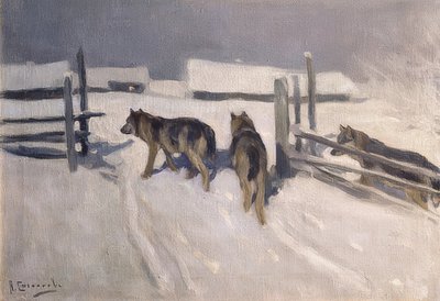 オオカミ。冬の夜。 1910年頃 作： Alexei Steipanovitch Stepanov