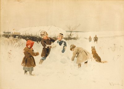 雪だるまを作る、1891年。 作： Alexei Stepanovich Stepanov