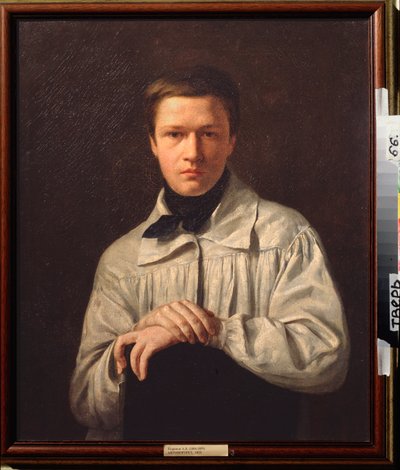 Autoportrait (Self Portrait) - Alexei Vasilyevich Tyranov (1808-1859) による絵画、キャンバスに油彩 作： Alexei Vasilievich Tyranov