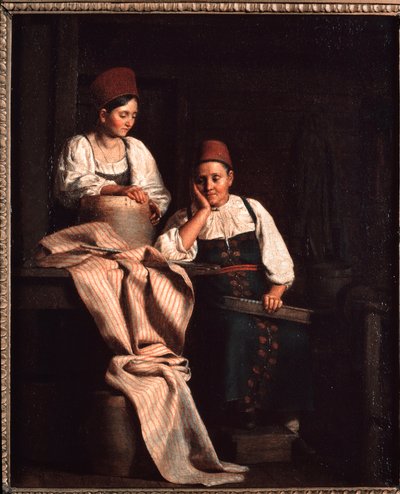 織工 - Alexei Vasilyevich Tyranov (1808-1859) による絵画、キャンバスに油彩、ロシア美術 19 世紀 - State Tretyakov Gallery、モスクワ 作： Alexei Vasilievich Tyranov