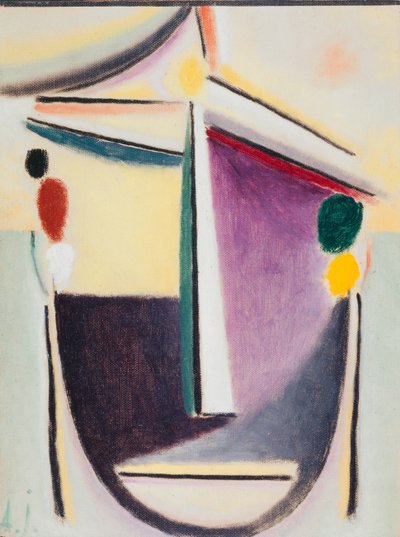 アブストラクトヘッド：黒黄紫、1922年頃（厚紙に油彩） 作： Alexej von Jawlensky