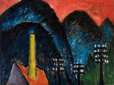 青い山（黄色の煙突のある風景）。 1912 作： Alexej von Jawlensky