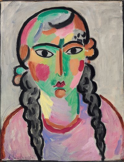 グレーのひもを持つ淡い少女。 1916年頃 作： Alexej von Jawlensky