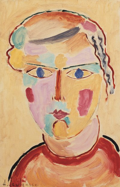 見た目が明るい少女;少女の頭、明るい外観、1916 作： Alexej von Jawlensky