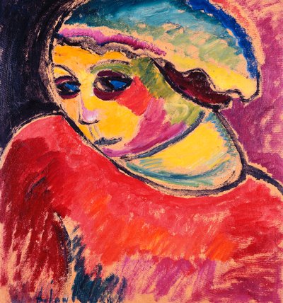 緑のボンネット。グリーンフード、1911 作： Alexej von Jawlensky