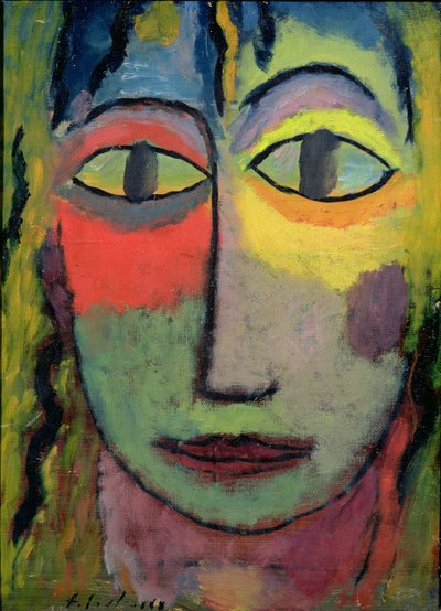 女性のメドゥーサの頭、1923年（ダンボールに油彩） 作： Alexej von Jawlensky