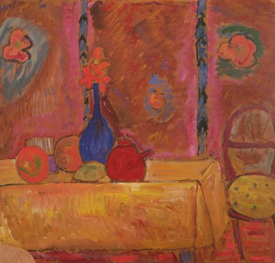 水差しと彫刻のある静物 作： Alexej von Jawlensky
