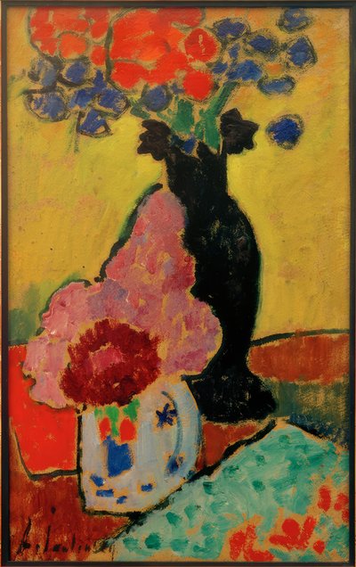 黒い花瓶のある静物 作： Alexej von Jawlensky