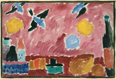 赤いツバメ柄の壁紙、1915年 作： Alexej von Jawlensky