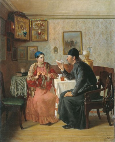お茶を飲む、1895 作： Alexey Avvakumovich Naumov