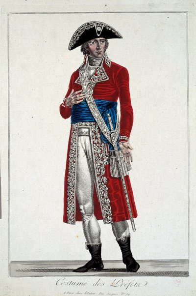 赤い衣装のプレフェット アレクシス・シャタイニエ（1772-1817）によるエングレーヴィング 作： Alexis Chataigner