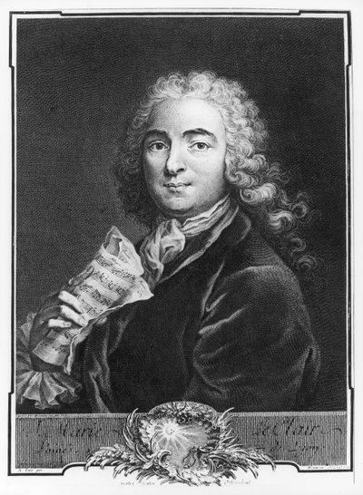 ジャン=マリー・ルクレア（1697-1764）の肖像、長老、フランソワによって彫刻、1741（彫刻）（bw写真） 作： Alexis Loir