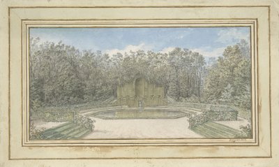 公園内のトレリス ガゼボのビュー 作： Alexis Nicolas Pérignon (le vieux)
