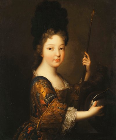 ミネルバのように、半分の長さの少女の肖像画、 作： Alexis Simon Belle