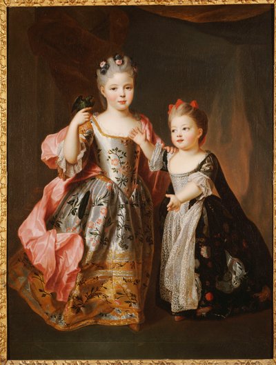 ルイ15世の娘であるアデレードとヴィクトワールと言われる2人の少女の肖像画 作： Alexis Simon Belle