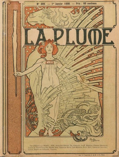 La Plume No 209、1898年の表紙。 作： Alfons Marie Mucha