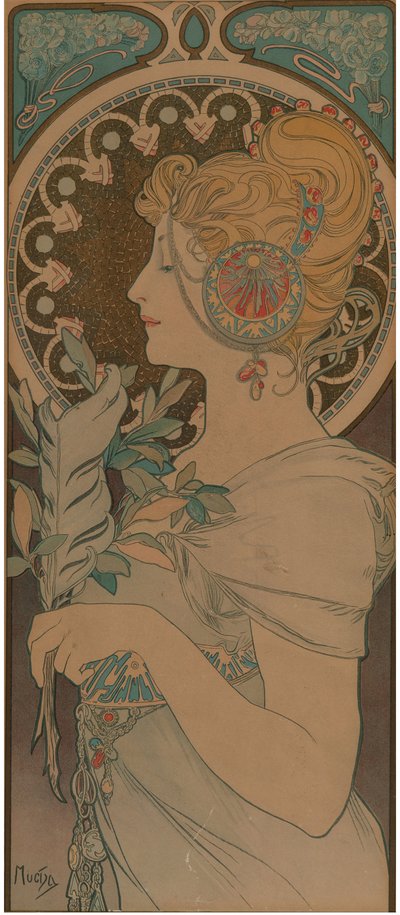 フェザー、1899年。 作： Alfons Marie Mucha