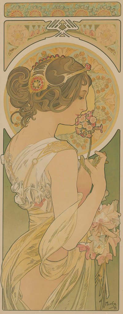プリムローズ、1899年。 作： Alfons Marie Mucha