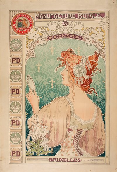 コルセットのロワイヤルを製造、1897年。 作： Alfons Marie Mucha