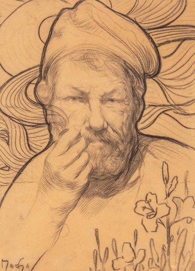 自画像、1900 年代から 1910 年代。 作： Alfons Marie Mucha