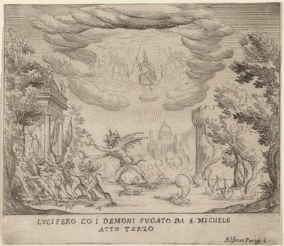 聖ミカエルから逃げるルシファーと悪魔 作： Alfonso Parigi II