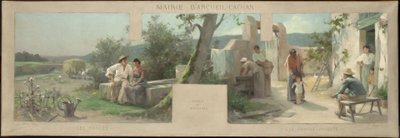 アルクイユ・カシャン市庁舎のスケッチ：新郎新婦、祖父母 作： Alfred Henri Bramtot