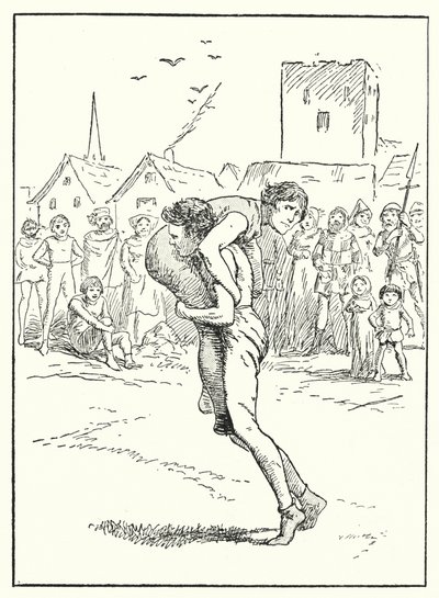 メリー・イングランドレスリングの試合（リトグラフ） 作： Alfred (after) Pearse