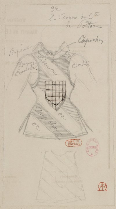 アルフレッド・アルベールによる衣装モデル - 32.ポワトゥー伯爵の従者 作： Alfred Albert