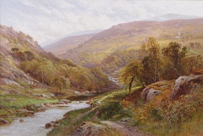 ハイランドストリームの漁師 作： Alfred Augustus Glendening