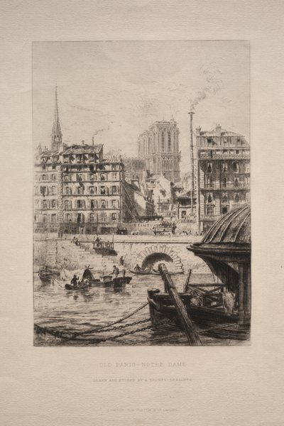 古いパリ: ノートルダム 作： Alfred Brunet Debaines