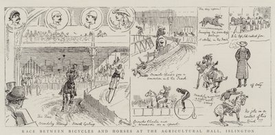 イズリントンの農業ホールでの自転車と馬の競争 作： Alfred Chantrey Corbould