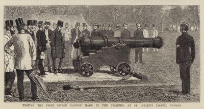 カナダのセントヘレン島のコロニーで作られた最初のライフル砲のテスト 作： Alfred Chantrey Corbould