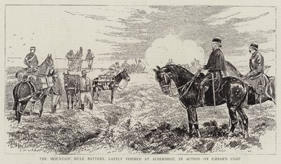マウンテンミュールバッテリー、最近アルダーショットで結成され、シーザーズキャンプで活動中 作： Alfred Chantrey Corbould