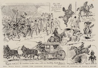 ハンマーの下の野生の西、アールズコートでのバッファロービルの馬の販売 作： Alfred Chantrey Corbould