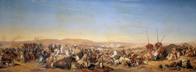 アルジェリアのコンケーテ（1830年〜1847年）。"TaguinのAumale公爵によるAbd el Kader (Abd-el-Kader or ibn Muhyi al-Din al-Hasani) (al Din al-Hasani) (1807-1883)のSmalah (Smala)の捕獲 作： Alfred Charles Ferdinand Decaen
