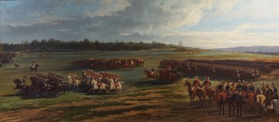1867年10月25日、ナポレオン3世とオーストリアのフランソワ・ヨーゼフ1世によるロンシャン衛兵の騎兵分隊のレビュー 作： Alfred Charles Ferdinand Decaen