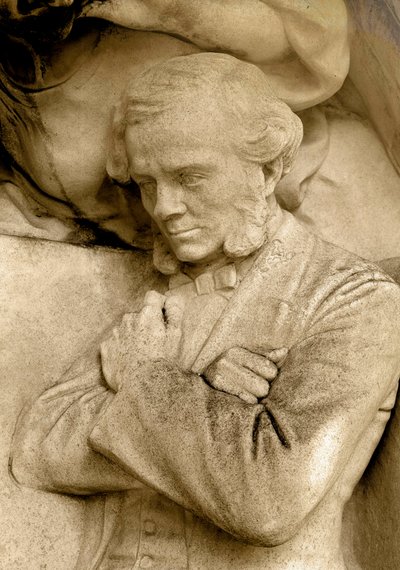 作曲家セザール・フランク（1822-1890）を描いた彫刻の詳細（S.ルソー広場、パリ 作： Alfred Charles Lenoir